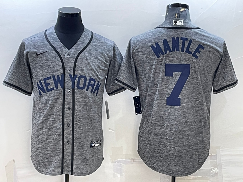 Men's New York Yankees #7 Mickey Mantle Grey Cool Base Stitched Jersey